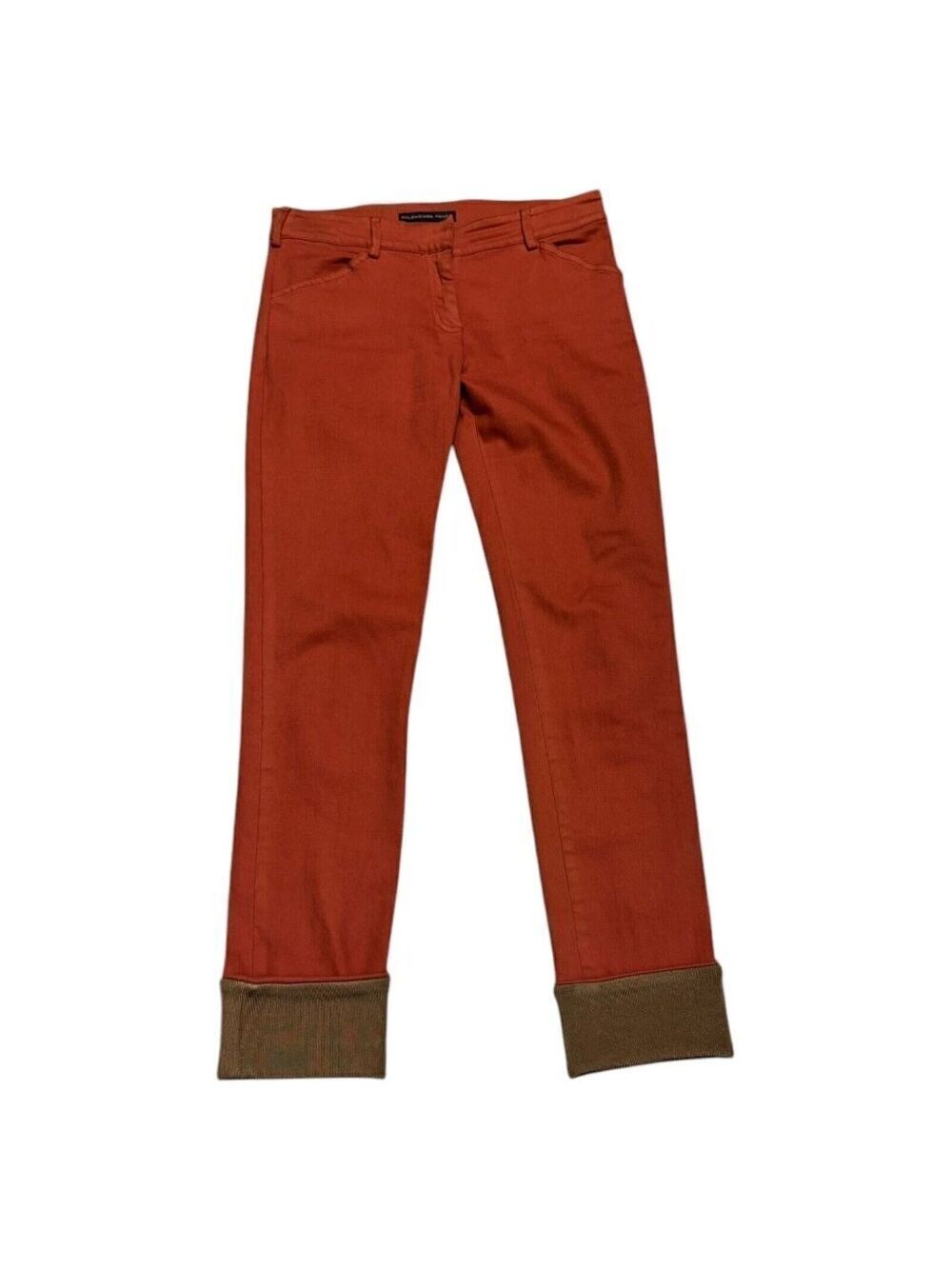 Balenciaga Orange Luxury Designer Skinny Leg Ankle Cuff Jean Pants Size 6 Medium